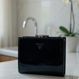 Prada Black Spazzolato Leather Kiss-Lock